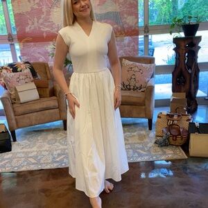 ADORA- Elegant White Maxi Dress minimalist NWT Large